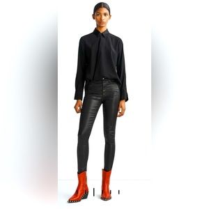 Rag & Bone High rise Skinny Black Coated Nina Jeans